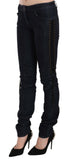 Just Cavalli Blue Low Waist Skinny Trousers Braided String Pants